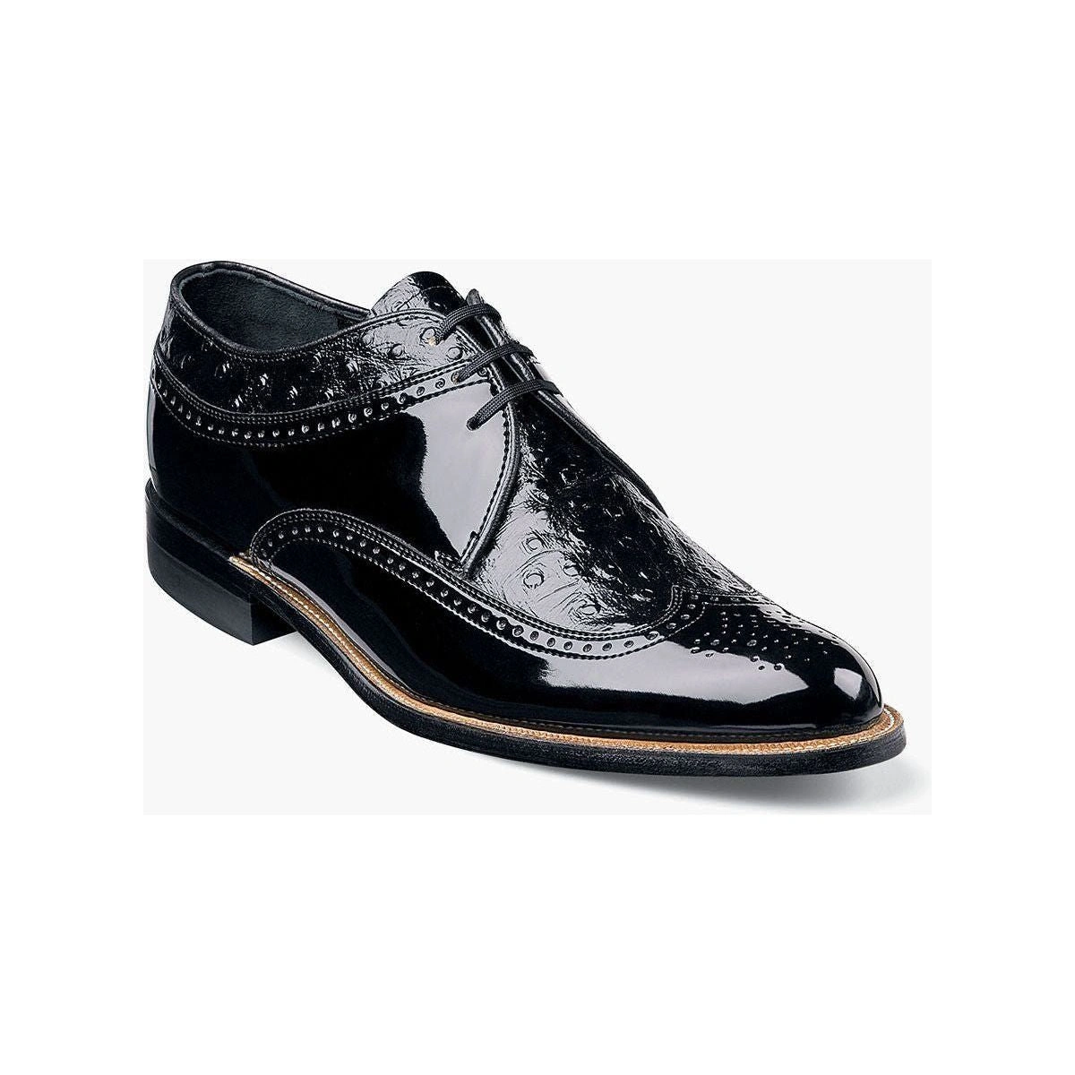 ¡Stacy Adams Dayton! Elegancia atemporal: Oxford Wingtip Ostrich, Negro y Burdeos. Zapatos de cuero para el hombre sofisticado.