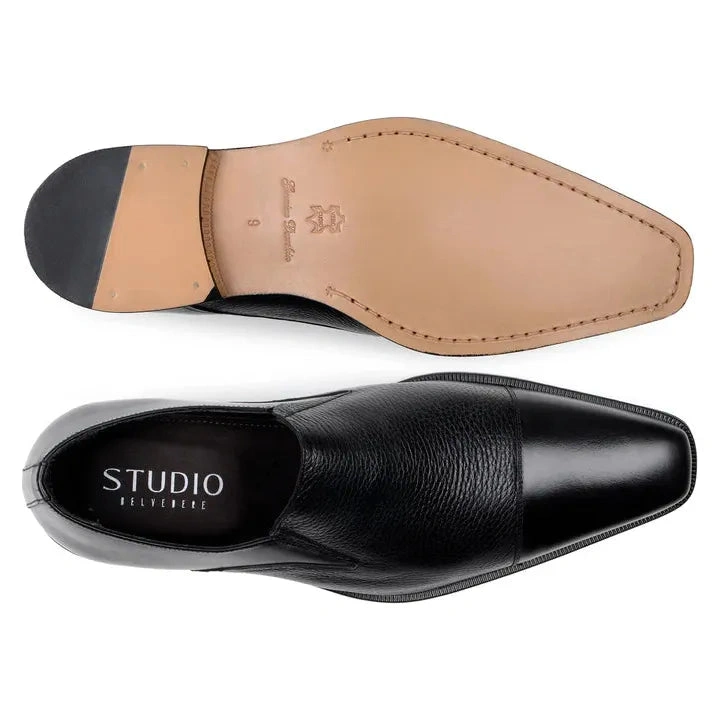 Belvedere ANDREO Negro: Zapatos de hombre italianos en suave piel de venado. Elegancia atemporal, irresistible.